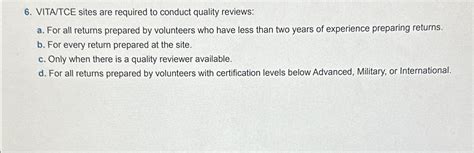 vita/tce sites are required to conduct quality reviews: